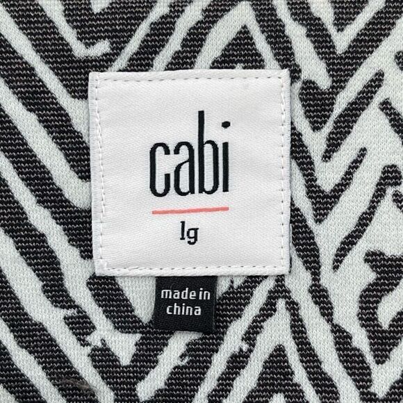 CAbi Zig Zag Ponte Knit Jacket Pockets Button Up Women Large White Gray 3034 - Picture 8 of 10